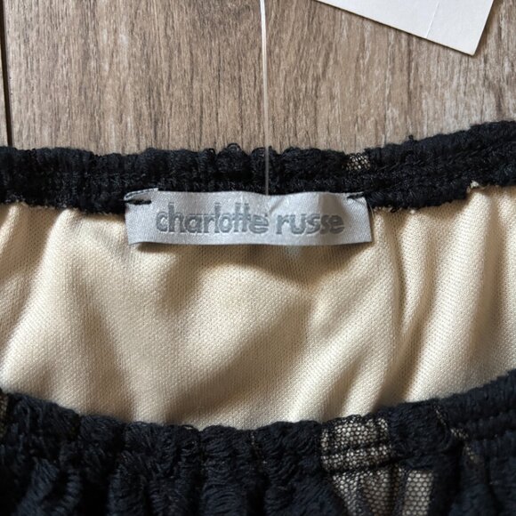 Charlotte Russe Embroidered Black Floral Lace Top Womens Small Whimsigoth Y2K - Picture 6 of 15